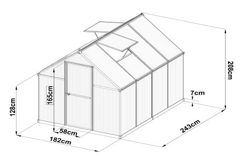 skleník LANITPLAST SARANA 6x8 PC 4 mm stříbrný